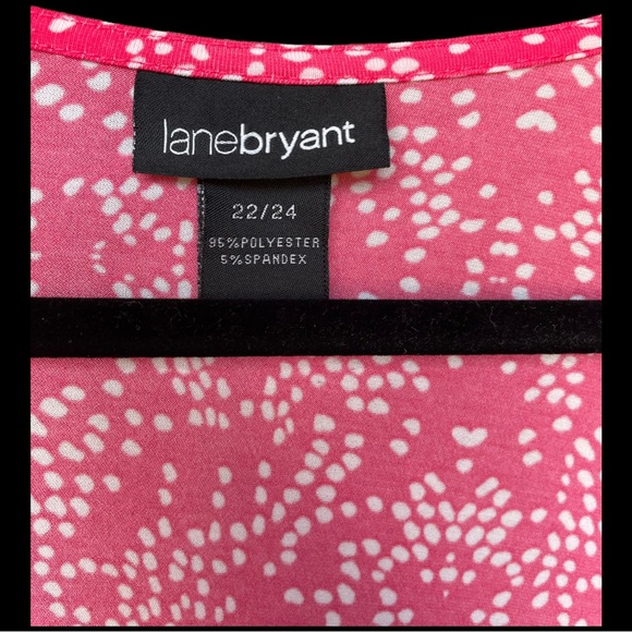 Lane Bryant Wrap Dress Womens Size 22/24 Flowy Pink Dot Ruched Short Sleeve - Picture 6 of 6